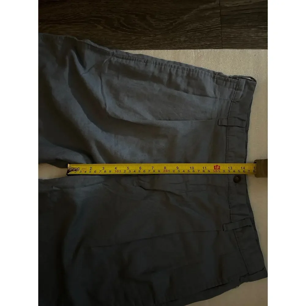 Ralph Lauren Chaps Blue Gray Linen Shorts 34 Casual Nautical Costal Preppy Comfy
